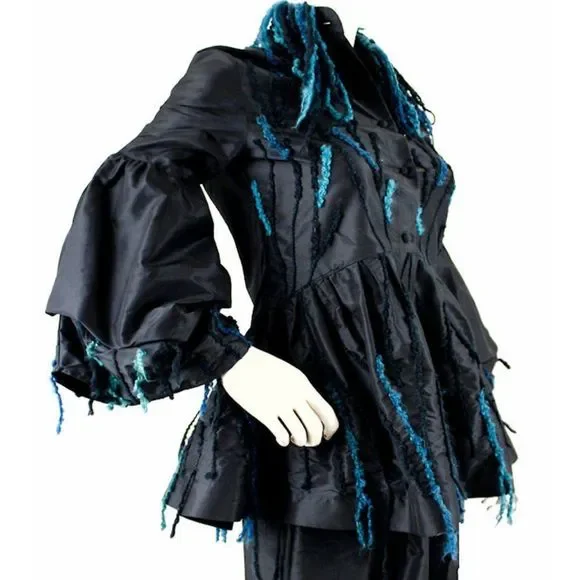 Silk Taffeta Puff Sleeve Blouse w/Embroidered Accents by MASSIMO CRIVELLI MILAN - Picture 2 of 12
